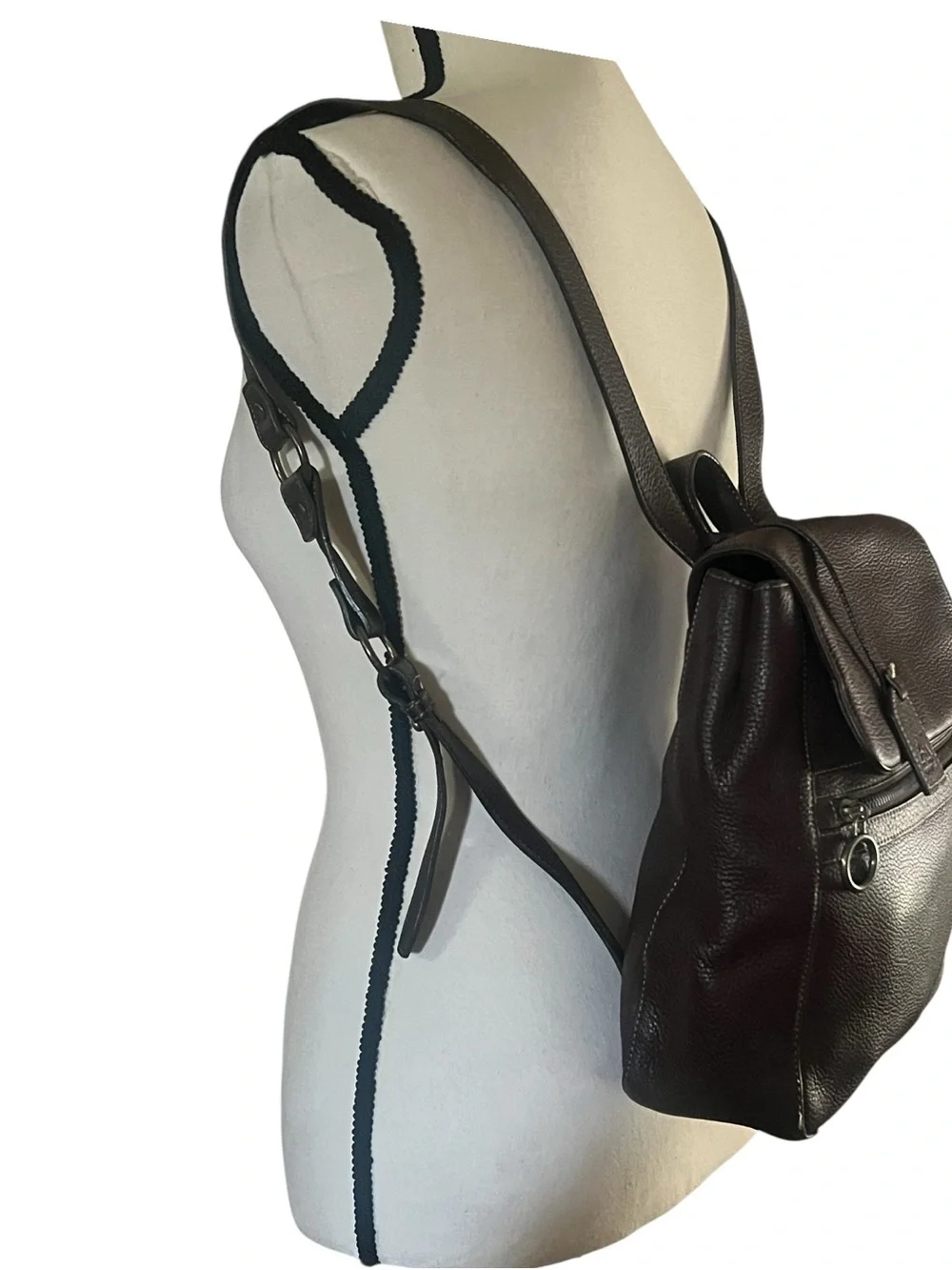 ANNE KLEIN Brown Pebbled Leather Back Pack.
